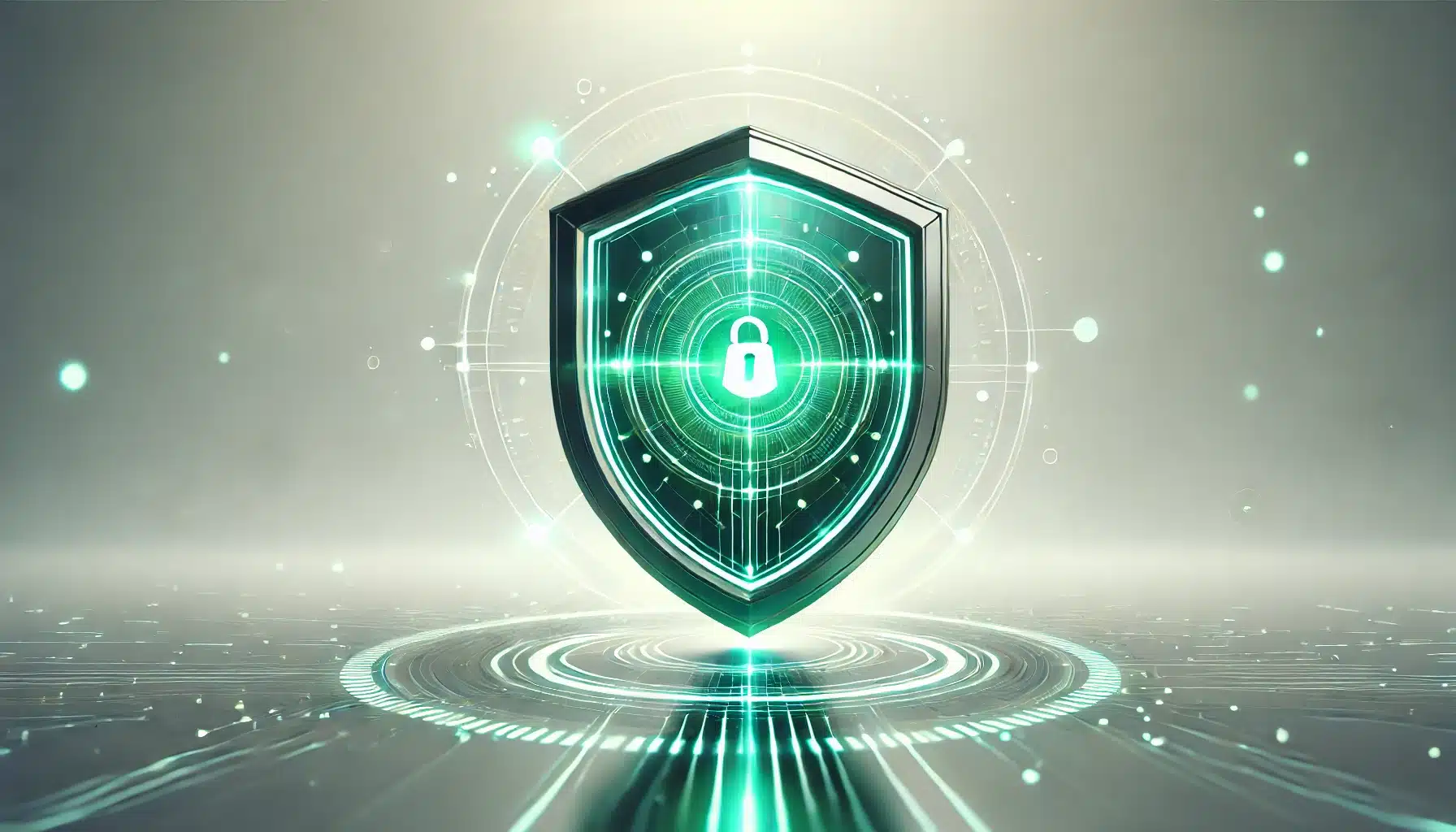 a green shield with a lock on it