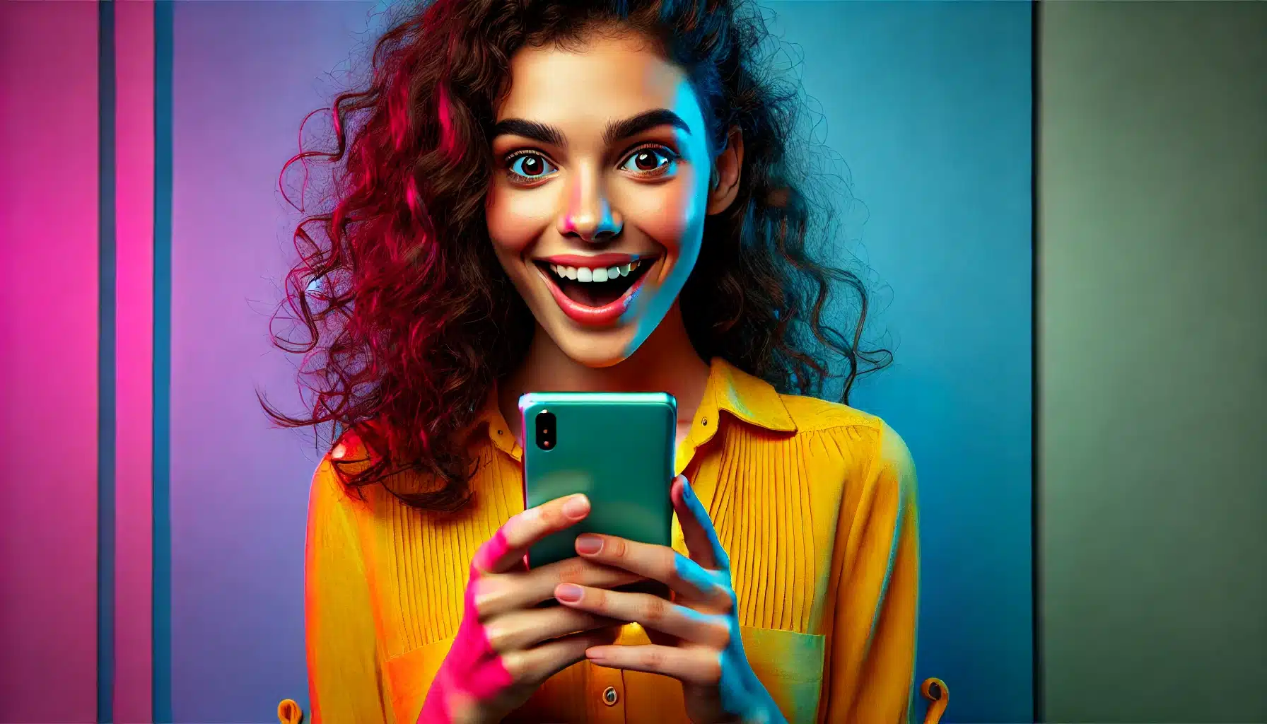 a woman holding a phone
